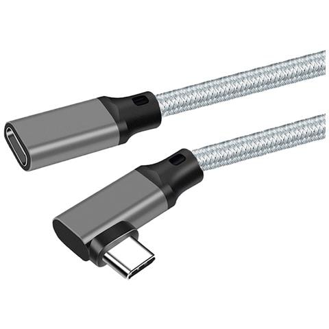 Cavo Di Prolunga A Gomito Intrecciato Grigio Di Tipo C - (10 Gbps+4k+100 W) 2 Metri - Foto 3