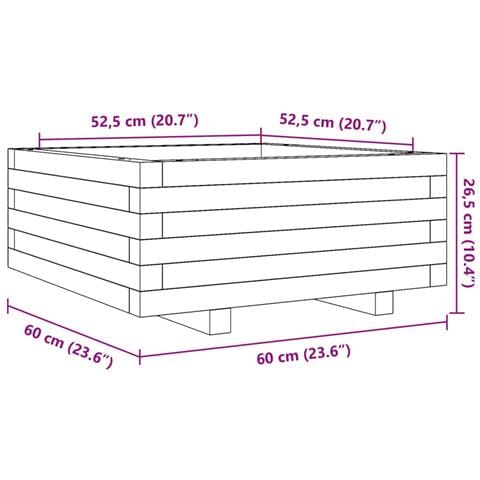 Fioriera Giardino Marrone Cera 60x60x26,5cm Legno Massello Pino - Foto 10