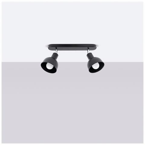 Lampada A Soffitto Elba 2 Nero Sl. 1317 - Soppalco Lampade Da Soffitto Nero 18.5x47x24 Cm - Foto 2