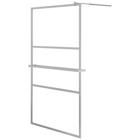 Parete Doccia con Mensola Cromo 115x195cm Vetro ESG e Alluminio - Foto 1