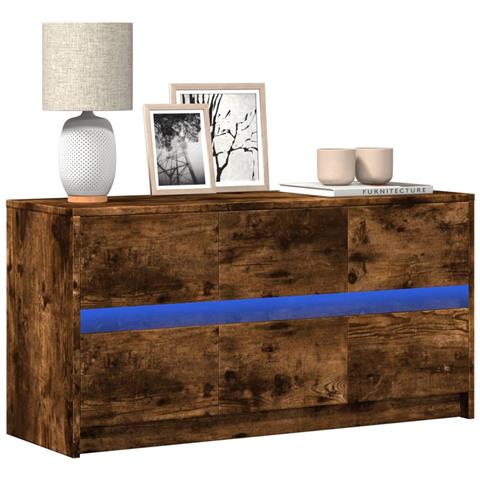 Mobile Porta TV con LED Rovere Fumo 100x34x50 cm in Truciolato - Foto 2
