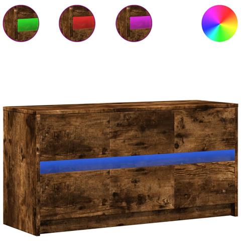 Mobile Porta TV con LED Rovere Fumo 100x34x50 cm in Truciolato - Foto 1