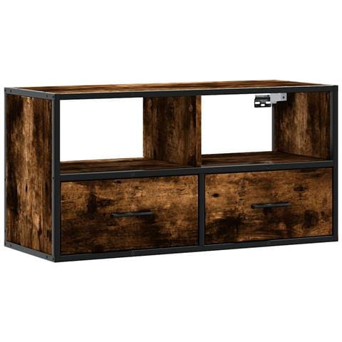 Mobile Tv Rovere Fumo 80x31x39,5 Cm Legno Multistrato E Metallo - Foto 2