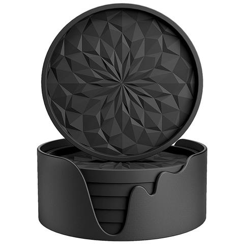 Set Di 6 Sottobicchieri In Silicone Con Supporto Black - Foto 1