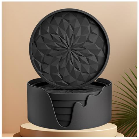 Set Di 6 Sottobicchieri In Silicone Con Supporto Black - Foto 2