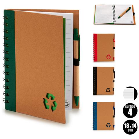 Pack Di 4 Quaderni In Cartone Riciclato 18x14 Cm. Assortimento Di 4 Design. - Foto 1
