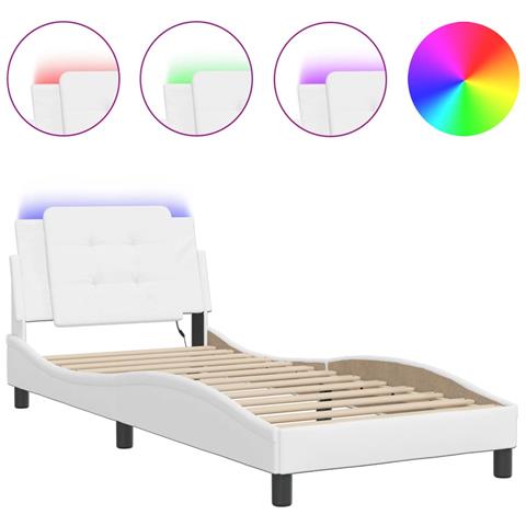 Lusso Casadino - Giroletto Con Led Senza Materasso Zadar Bianco 80x200 Cm - Foto 1