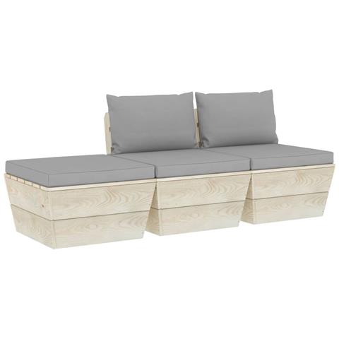 Set Divani Da Giardino Su Pallet 3 Pz Con Cuscini Legno Abete - Foto 1