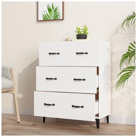 Credenza Bianca 69,5x34x90 Cm In Legno Multistrato - Foto 2