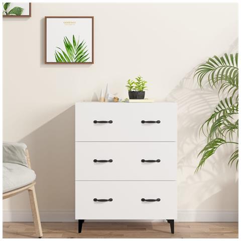 Credenza Bianca 69,5x34x90 Cm In Legno Multistrato - Foto 8