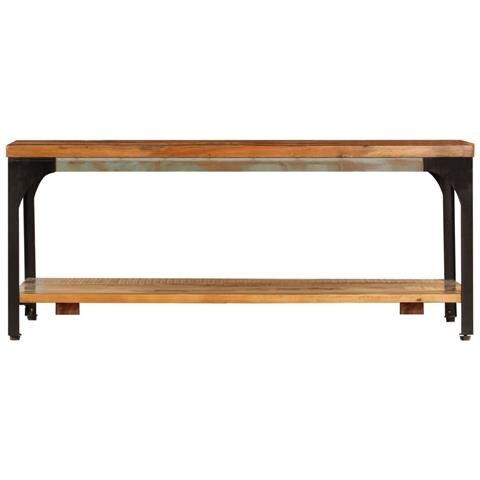 Tavolino Da Caffè Con Mensola 100x60x35 Cm Massello Di Recupero - Foto 1