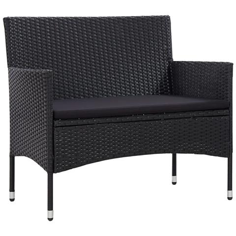 Set Divani Da Giardino 4 Pz Con Cuscini In Polyrattan Nero - Foto 1