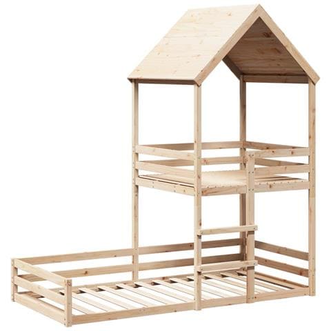 Letto A Castello Con Tetto 80x200 Cm In Legno Massello Di Pino - Foto 2