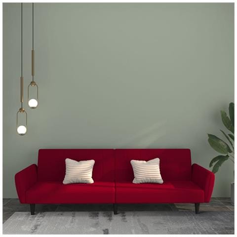 Divano Letto a 2 Posti Rosso Vino in Velluto - Foto 2
