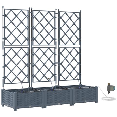 Fioriere da Giardino con Sistema di Irrigazione 3 pcs Grigio chiaro - Foto 1