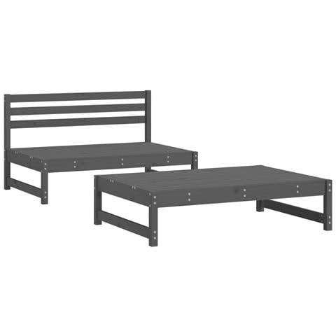 Set Salotto da Giardino 2 pz Grigio in Legno Massello di Pino - Foto 1