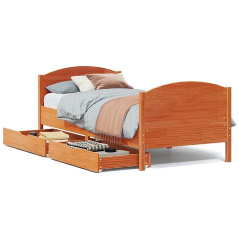 Letto senza Materasso Marrone Cera 90x200 cm Legno di Pino - Foto 1