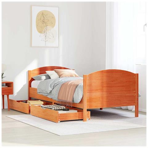 Letto senza Materasso Marrone Cera 90x200 cm Legno di Pino - Foto 2