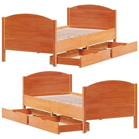 Letto senza Materasso Marrone Cera 90x200 cm Legno di Pino - Foto 9