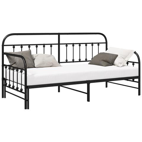 Struttura Letto Daybed con Letto Estraibile Nero 90x200 cm Acciaio - Foto 1