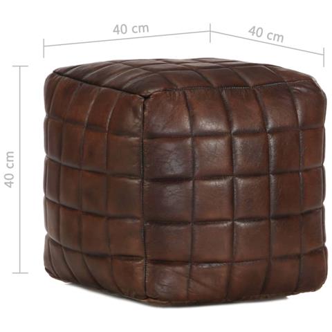 Lusso Casadino -  Pouf Marrone Scuro 40x40x40 Cm In Vera Pelle Di Capra - Foto 4