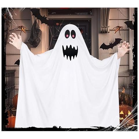 Costume Da Fantasma Di Halloween Per Bambini Bianco Taglia M 115-130 Cm - Foto 2