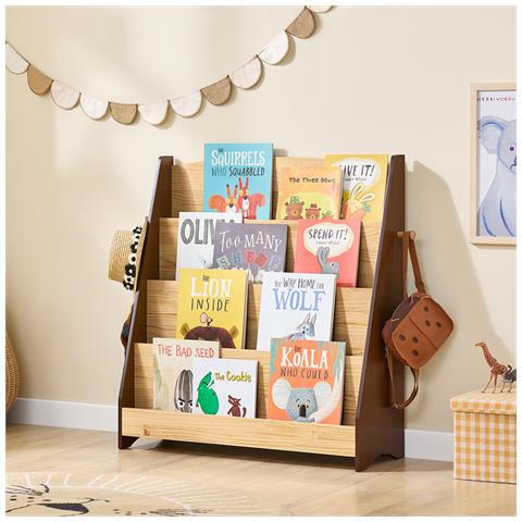 Libreria Montessori Per Bambini Scaffale Portagiochi A 4 Scomparti In Legno Naturale - Foto 2