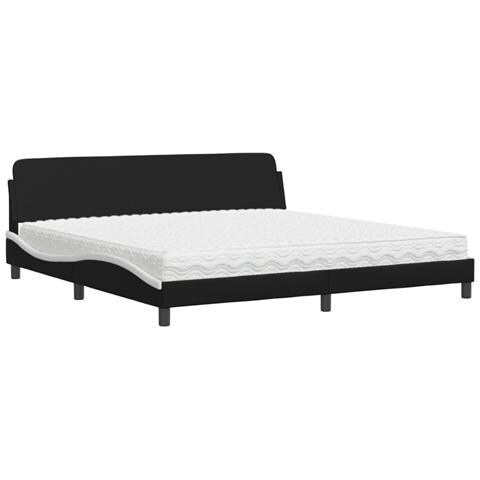 Letto con Materasso Nero e Bianco 200x200cm in Similpelle - Foto 1