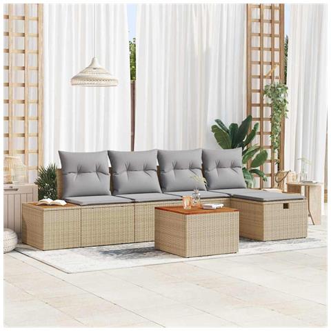 Set Divano da Giardino 6 pcs Beige 55 x 62 x 69 cm Poly Rattan - Foto 2