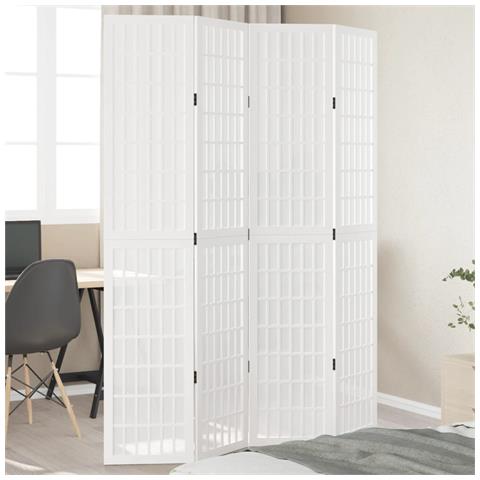 Divisorio Ambienti 4Pannelli Bianco Legno Massello di Paulownia - Foto 2