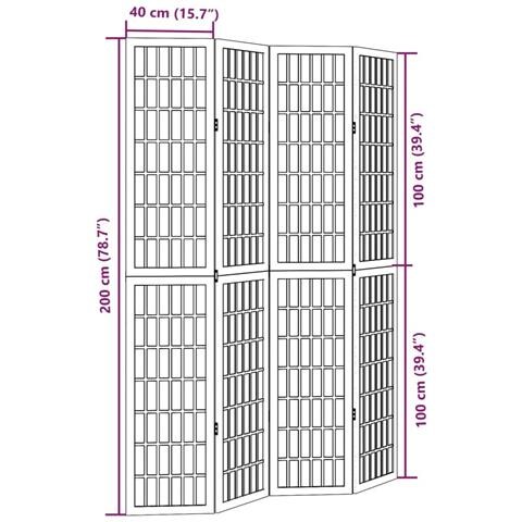 Divisorio Ambienti 4Pannelli Bianco Legno Massello di Paulownia - Foto 8