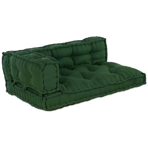Cuscino per Divano Pallet 3 pcs Verde Tessuto - Foto 1