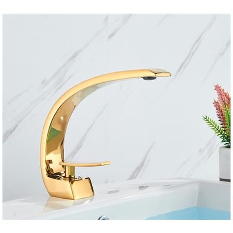 Rubinetto per lavabo da bagno, Blackswan, tipo M174, modello oro, misura 22 cm - Foto 2