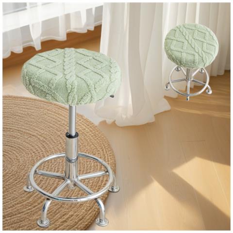 Set Da 2 Coprisedili Per Sgabelli Girevoli In Maglia: Protezione Seduta Moderna E Confortevole Green - Foto 2