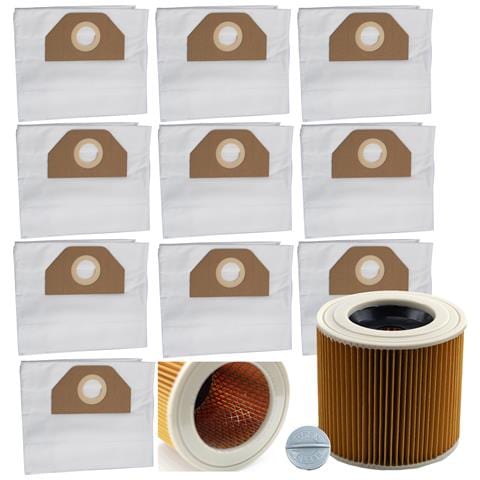 Set Di Sacchetti E Filtro Rinforzato Per Aspirapolvere Compatibile Con Kärcher Wd3 Wd2 - Carta A 2 Strati, Alta Qualità, Lunga Durata - Foto 1