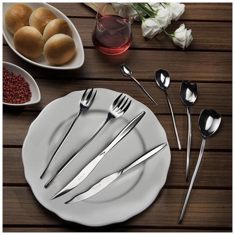 Tulipani Extra Set 24 posate acciaio inox 18/0 nichel free - Servizio per 6 Persone - forchetta, coltello, cucchiaio e cucchiaino - Design che ricordi i fiori tulipani - scatola regalo - Foto 2