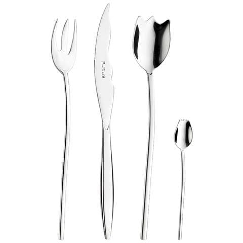 Tulipani Extra Set 24 posate acciaio inox 18/0 nichel free - Servizio per 6 Persone - forchetta, coltello, cucchiaio e cucchiaino - Design che ricordi i fiori tulipani - scatola regalo - Foto 1
