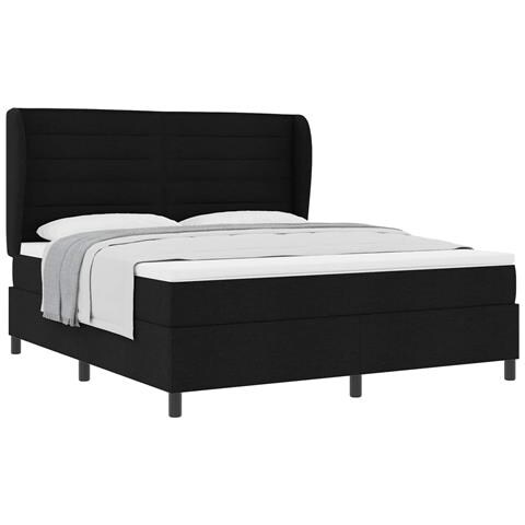 Letto a molle con materasso Nero 180 x 200 cm Tessuto - Foto 1