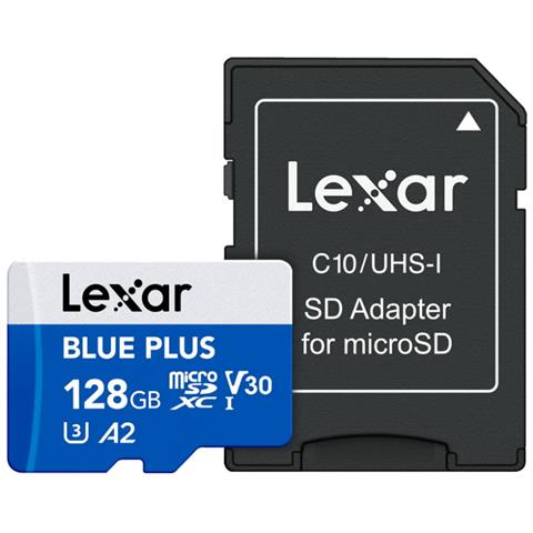 Blue Plus Scheda di memoria MicroSD da 128 GB UHS-I con adattatore SD, velocità di lettura fino a 170 MB /s C10 / A2 / U3 / V30 microSDXC - Foto 1