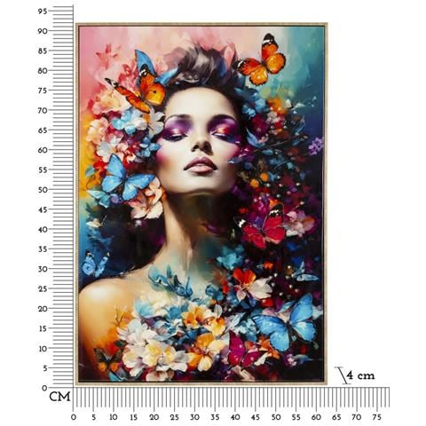 Dipinto Su Tela Marty A Donna Con Fiori E Farfalle, 62x92 Cm - Foto 7