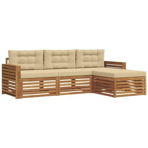 Set di divani da esterno con cuscino 4 pcs Naturale e Beige - Foto 1