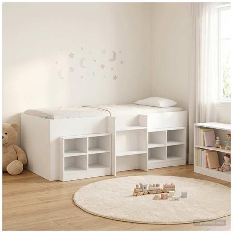 Struttura Letto Loft con Mobile 3 pcs Bianco Legno multistrato - Foto 2