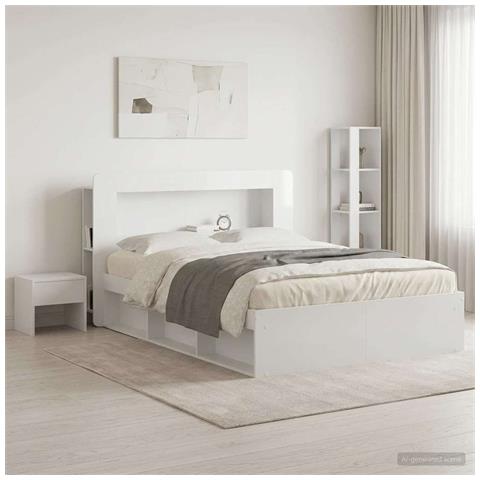 Testata del letto Bianco Lucido Legno ingegnerizzato - Foto 8