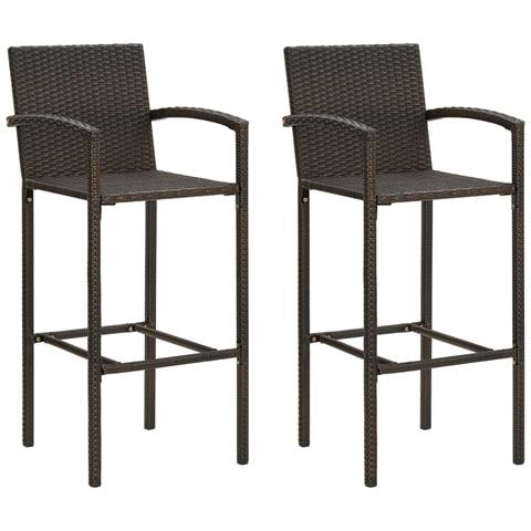 Sgabelli da Bar 2 pz in Polyrattan Marrone - Foto 1