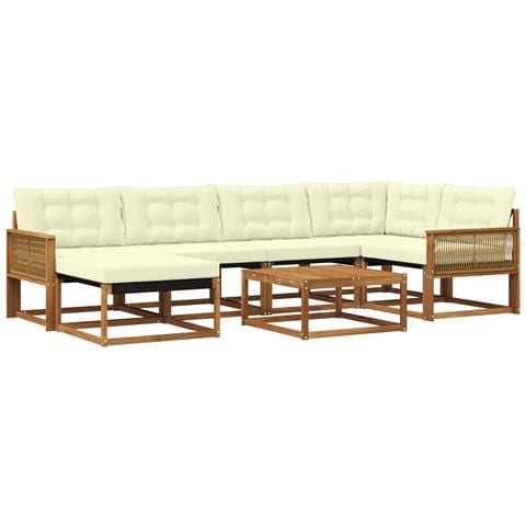 Set di divani da esterno con cuscino 7 pcs Naturale e Crema - Foto 1