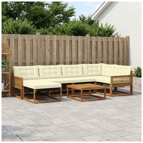 Set di divani da esterno con cuscino 7 pcs Naturale e Crema - Foto 2