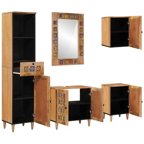 Set di mobili per il bagno con cassetto 5 pcs Naturale - Foto 2