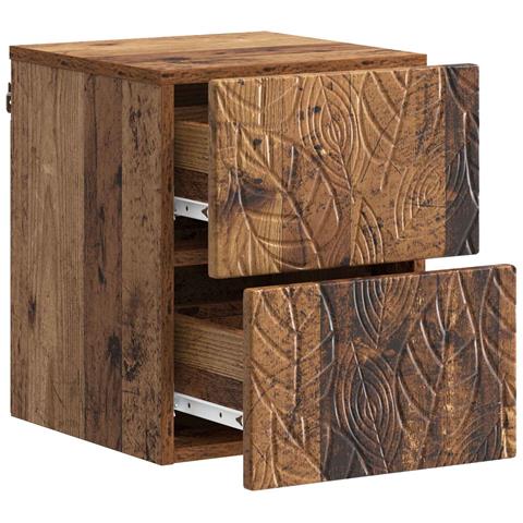 Mobiletto da notte a muro Legno antico 34,5 x 33 x 40 cm - Foto 2
