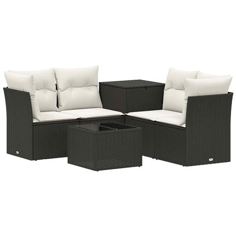 Set di divani 6 pz Nero e Bianco Crema - Foto 1
