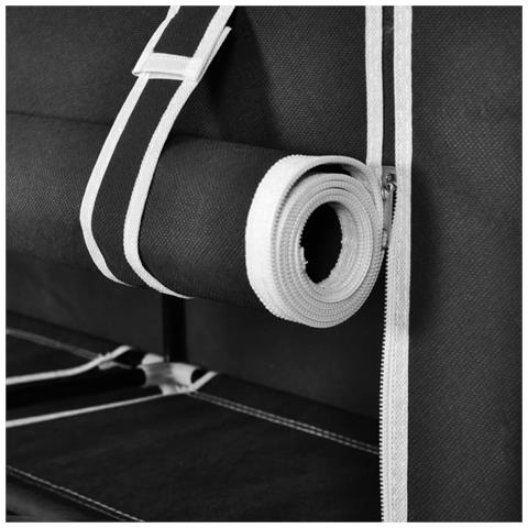 Scarpiera Portascarpe In Tessuto Richiudibile 115 X 28 110 Cm Nero - Foto 2